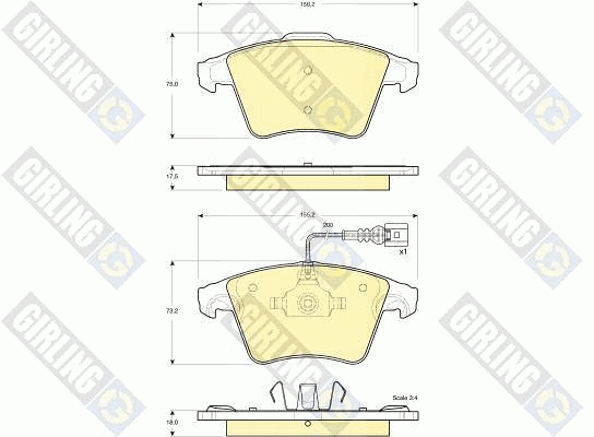 Kit de plaquettes de frein, frein à disque GIRLING 6115562