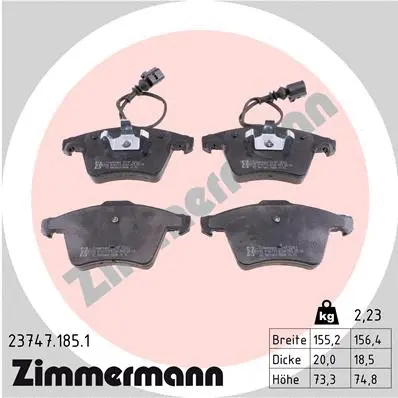 Kit de plaquettes de frein, frein à disque ZIMMERMANN 23747.185.1