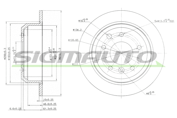 Disque de frein SIGMAUTO DBA287S