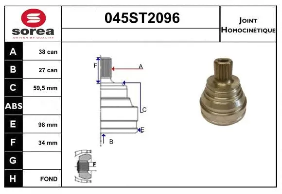 Jeu de joints, arbre de transmission STARTCAR 045ST2096