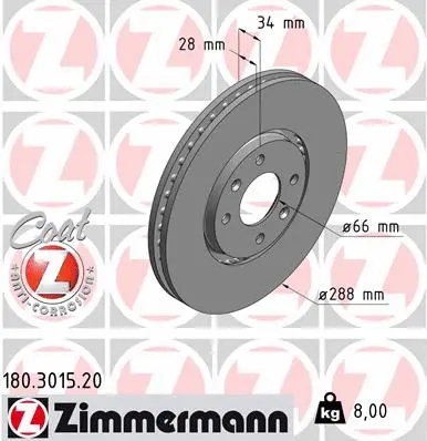 Disque de frein ZIMMERMANN 180.3015.20