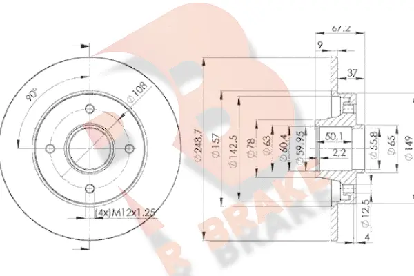 Disque de frein R BRAKE 78RBD14744