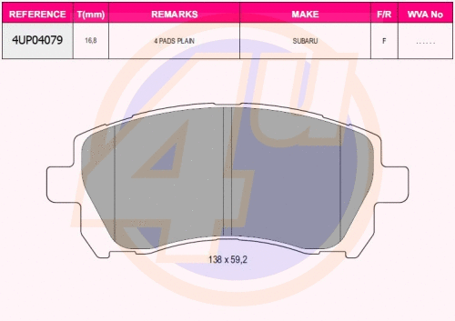 Kit de plaquettes de frein, frein à disque 4u 4UP04079