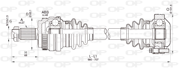 Arbre de transmission OPEN PARTS DRS6357.00