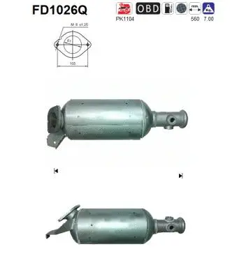 Filtre à particules / à suie, échappement AS FD1026Q