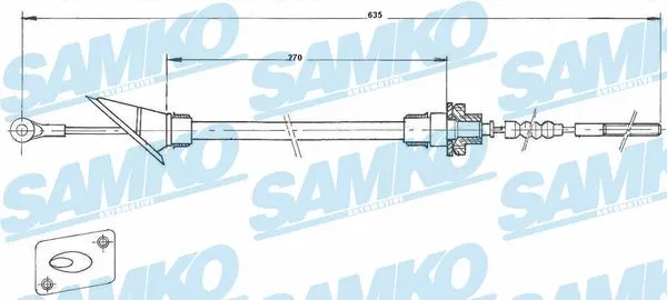 Tirette à câble, commande d'embrayage SAMKO C0245C