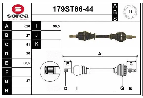 Arbre de transmission STARTCAR 179ST86-44