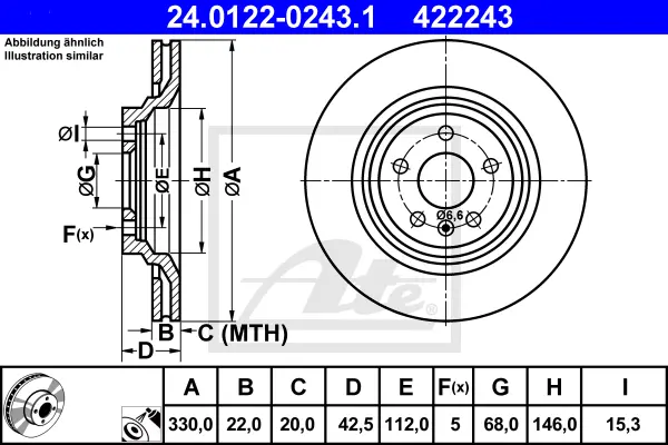 Disque de frein ATE-APAC 24.0122-0243.1