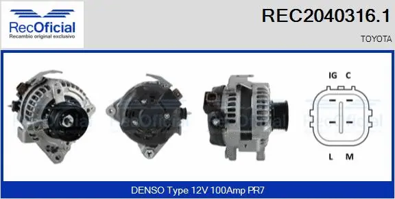 Alternateur RECOFICIAL REC2040316.1