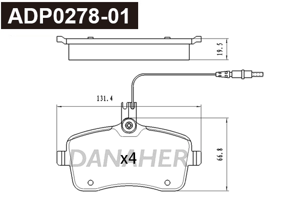Kit de plaquettes de frein, frein à disque DANAHER ADP0278-01