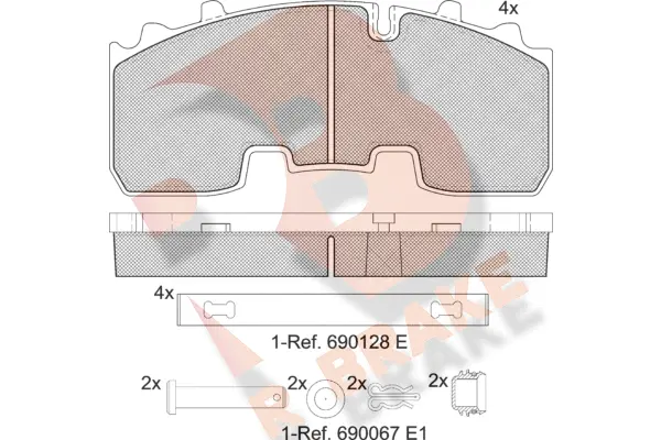 Kit de plaquettes de frein, frein à disque R BRAKE RB2156-066