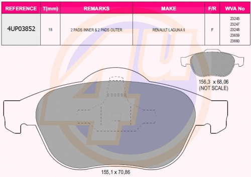 Kit de plaquettes de frein, frein à disque 4u 4UP03852