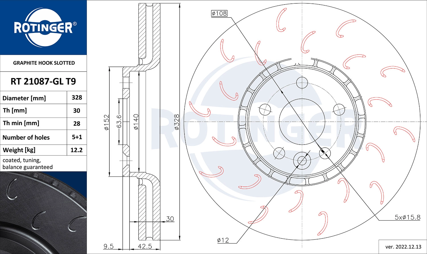 Disque de frein ROTINGER RT 21087-GL T9