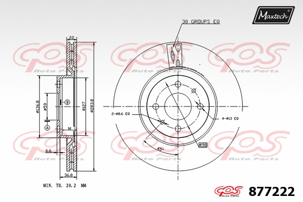 Disque de frein MAXTECH 877222