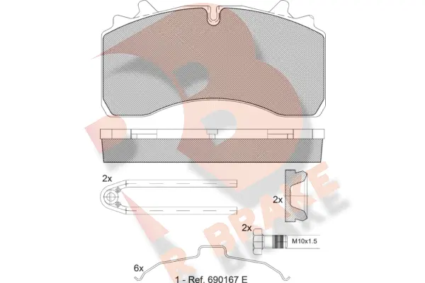 Kit de plaquettes de frein, frein à disque R BRAKE RB1631-066