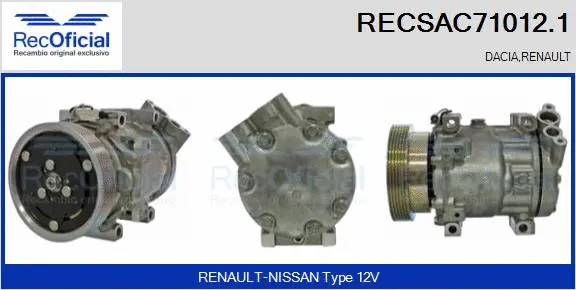 Compresseur, climatisation RECOFICIAL RECSAC71012.1