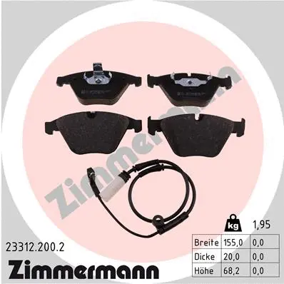 Kit de plaquettes de frein, frein à disque ZIMMERMANN 23312.200.2