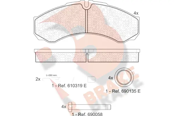 Kit de plaquettes de frein, frein à disque R BRAKE RB1208-123