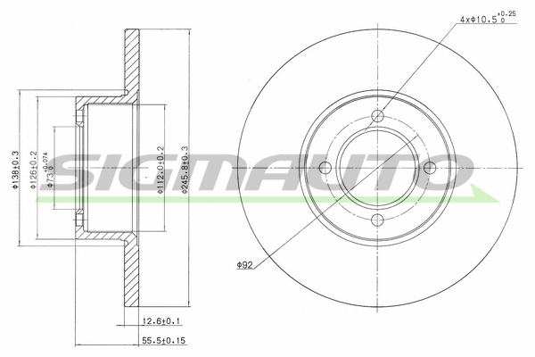 Disque de frein SIGMAUTO DBA054S