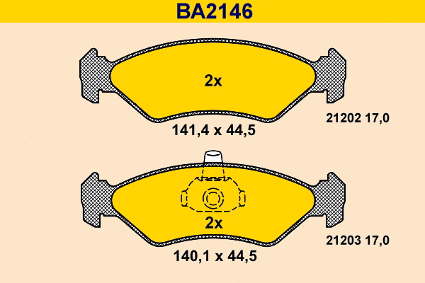 Kit de plaquettes de frein, frein à disque BARUM BA2146