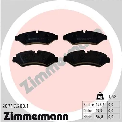 Kit de plaquettes de frein, frein à disque ZIMMERMANN 20747.200.1