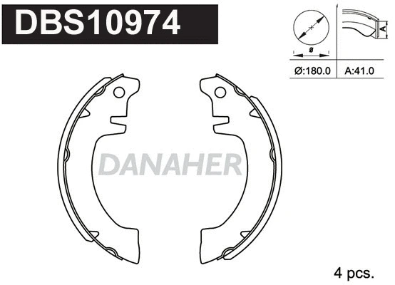 Jeu de mâchoires de frein DANAHER DBS10974