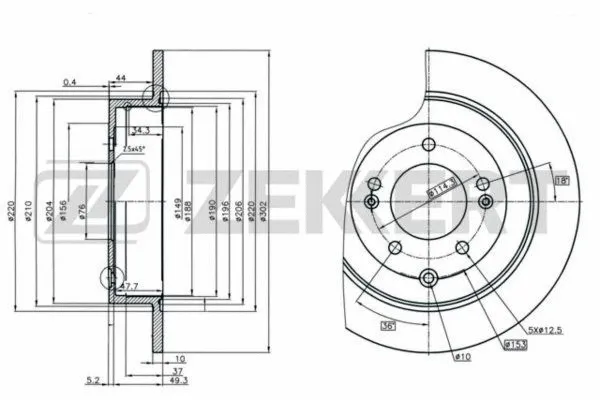 Disque de frein ZEKKERT BS-6190