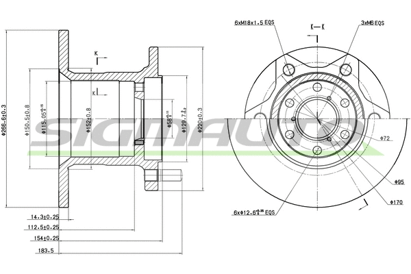 Disque de frein SIGMAUTO DBA254S
