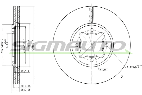 Disque de frein SIGMAUTO DBA410V