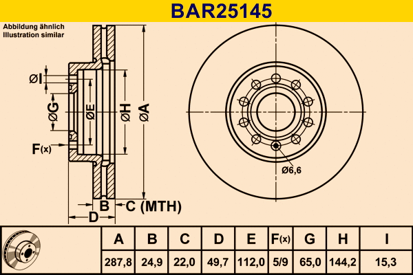 Disque de frein BARUM BAR25145