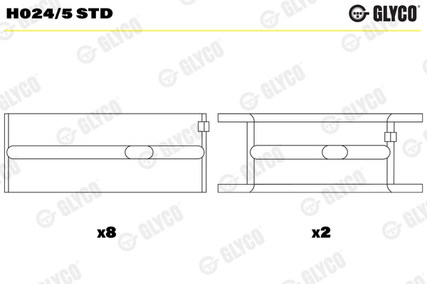 Coussinet de paliers de vilebrequin GLYCO H024/5 STD