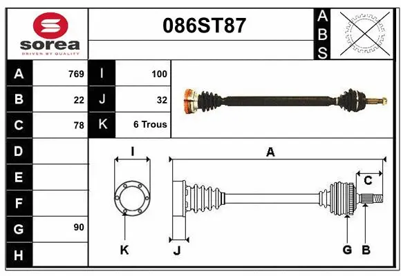 Arbre de transmission STARTCAR 086ST87