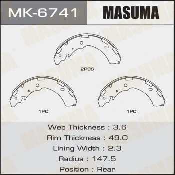 Jeu de mâchoires de frein MASUMA MK-6741