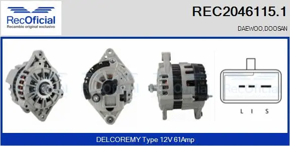 Alternateur RECOFICIAL REC2046115.1