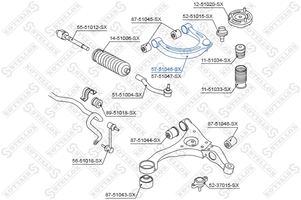 Bras de liaison, suspension de roue STELLOX 57-51046-SX