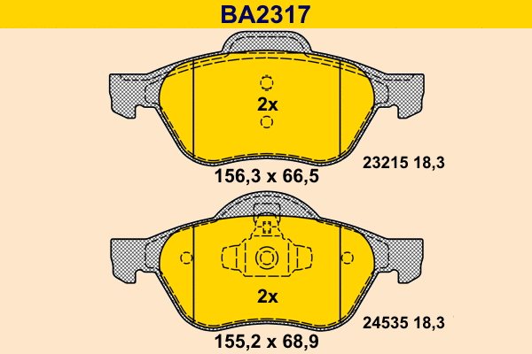 Kit de plaquettes de frein, frein à disque BARUM BA2317