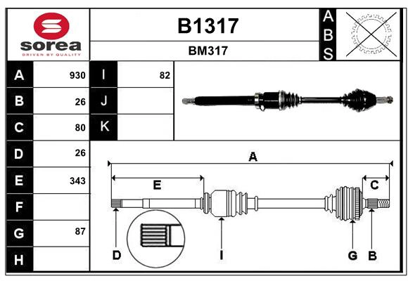 Arbre de transmission SNRA B1317