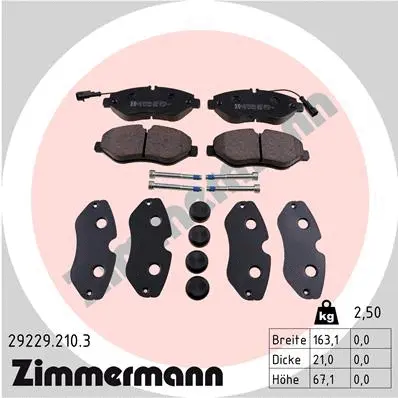 Kit de plaquettes de frein, frein à disque ZIMMERMANN 29229.210.3