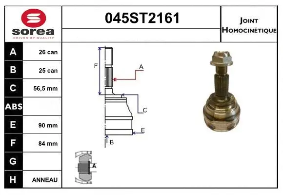 Jeu de joints, arbre de transmission STARTCAR 045ST2161