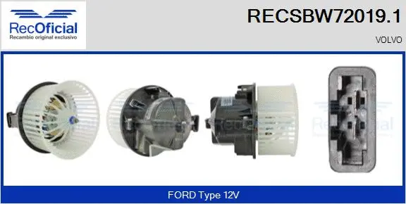 Pulseur d'air habitacle RECOFICIAL RECSBW72019.1