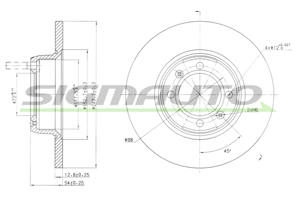 Disque de frein SIGMAUTO DBA088S