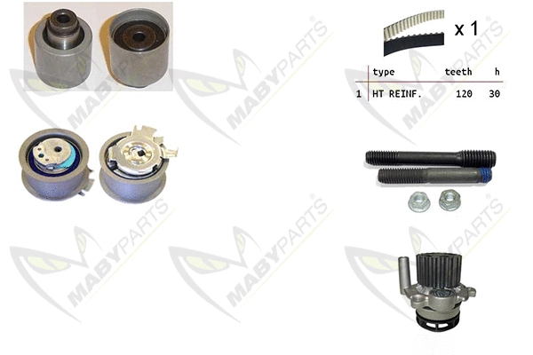 Pompe à eau + kit de courroie crantée MABYPARTS OBKWP0064
