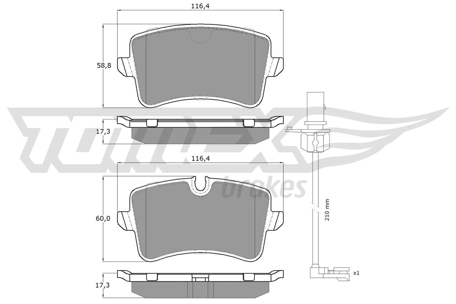 Kit de plaquettes de frein, frein à disque TOMEX Brakes TX 16-82