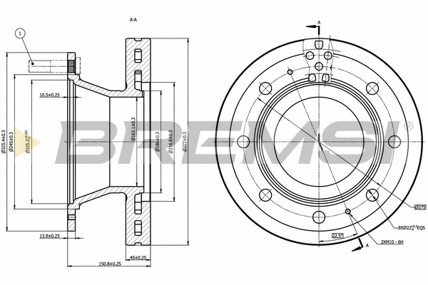 Disque de frein BREMSI CD5308V