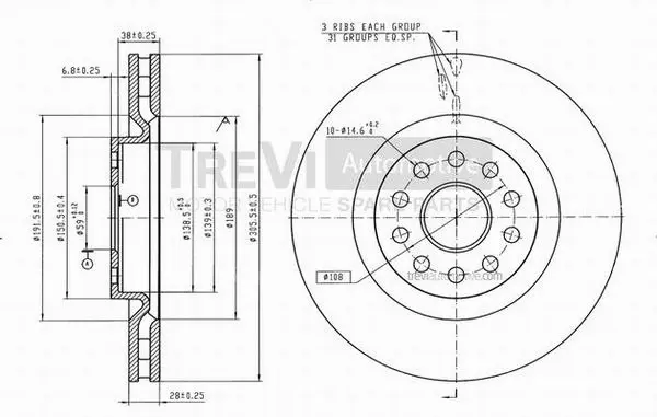 Disque de frein TREVI AUTOMOTIVE BD1134
