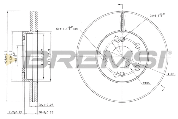 Disque de frein BREMSI CD7167V