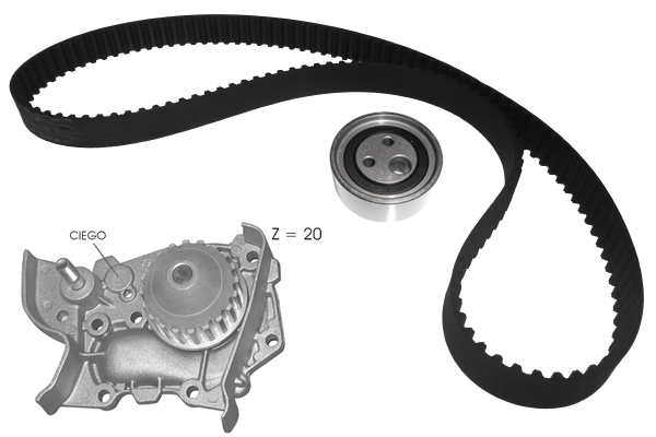 Pompe à eau + kit de courroie crantée TECDRIVE TKPE0072