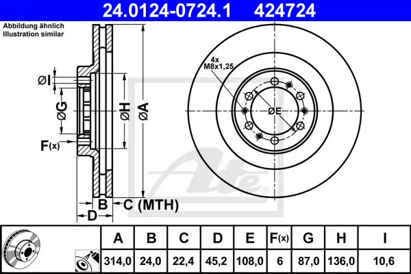 Disque de frein ATE-APAC 24.0124-0724.1