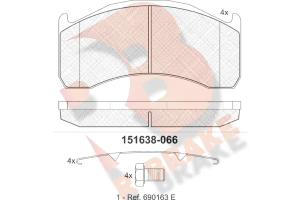 Kit de plaquettes de frein, frein à disque R BRAKE RB1638