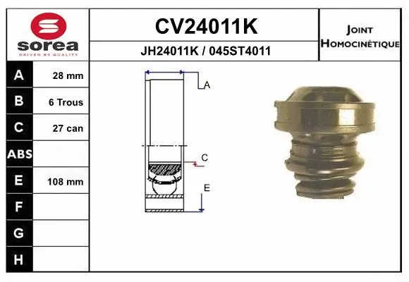 Jeu de joints, arbre de transmission EAI CV24011K